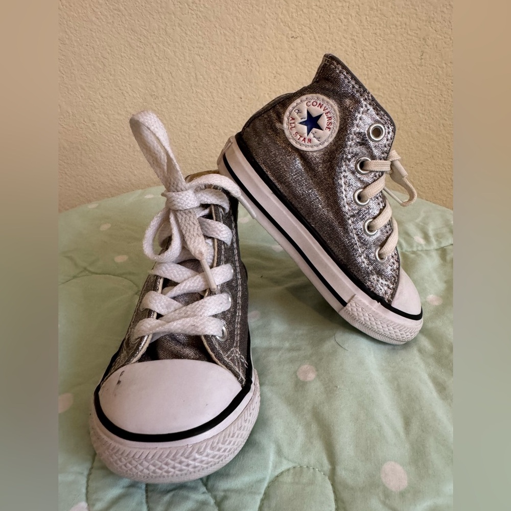 Converse Silver High Tops Sneakers Toddler size 5